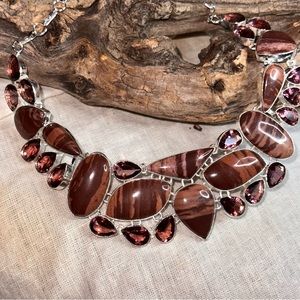 Samoan Coconut Jasper + Amethyst statement cluster necklace